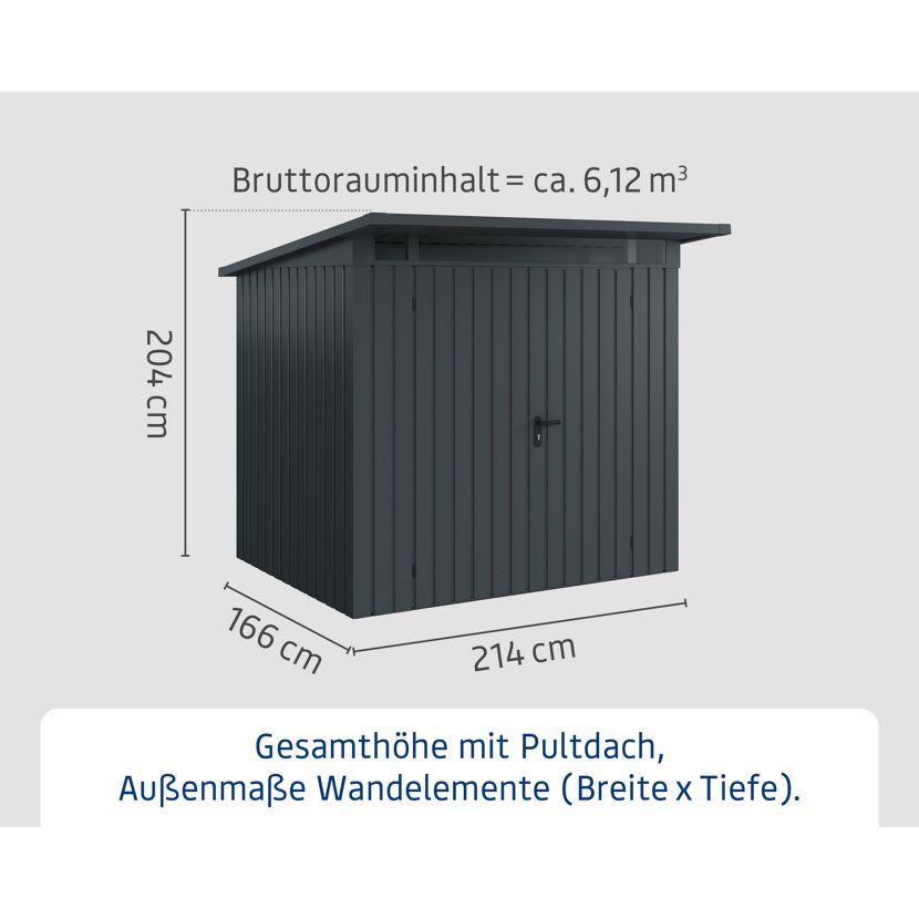 Gerätehaus  'Euroline EPD4  S-Sk' anthrazitgrau 229 x 214 cm