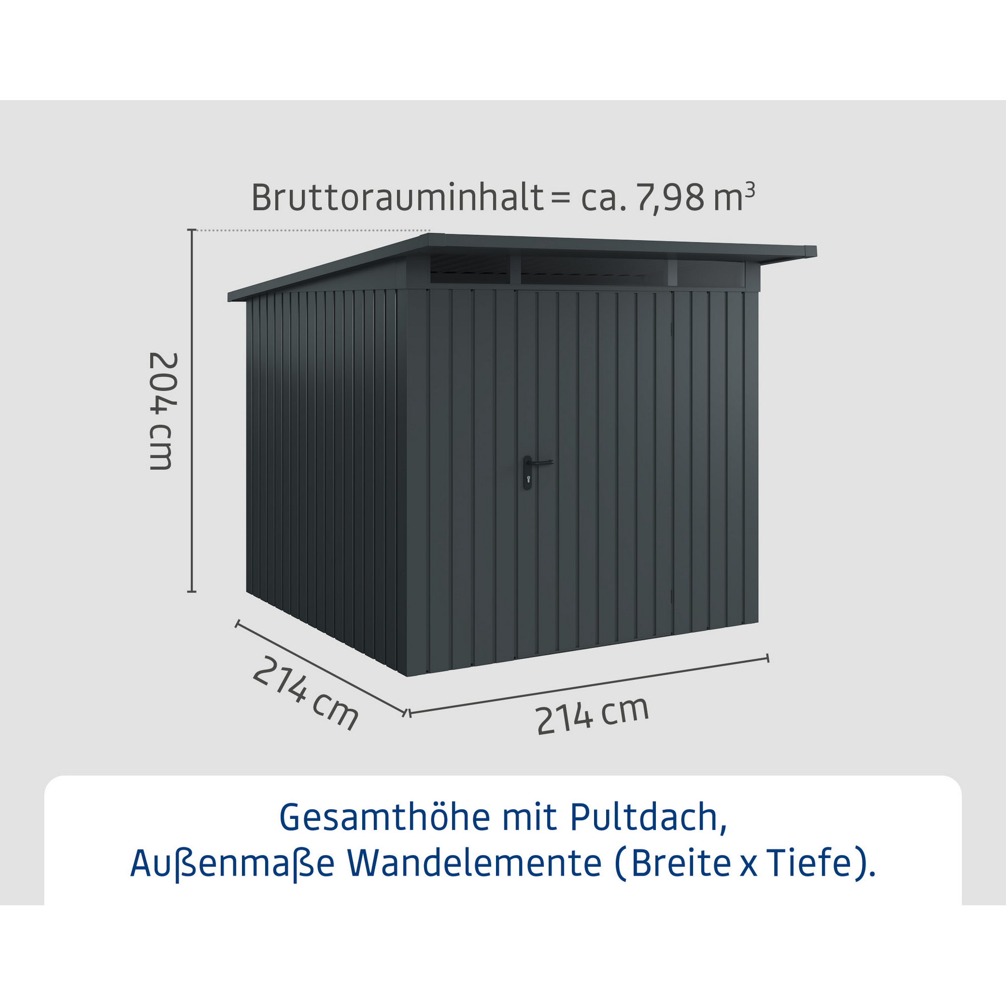 Gerätehaus  'Euroline EPD5  S-Sk' anthrazitgrau 229 x 262 cm