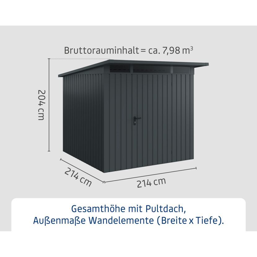 Gerätehaus  'Euroline EPD5  S-Sk' anthrazitgrau 229 x 262 cm