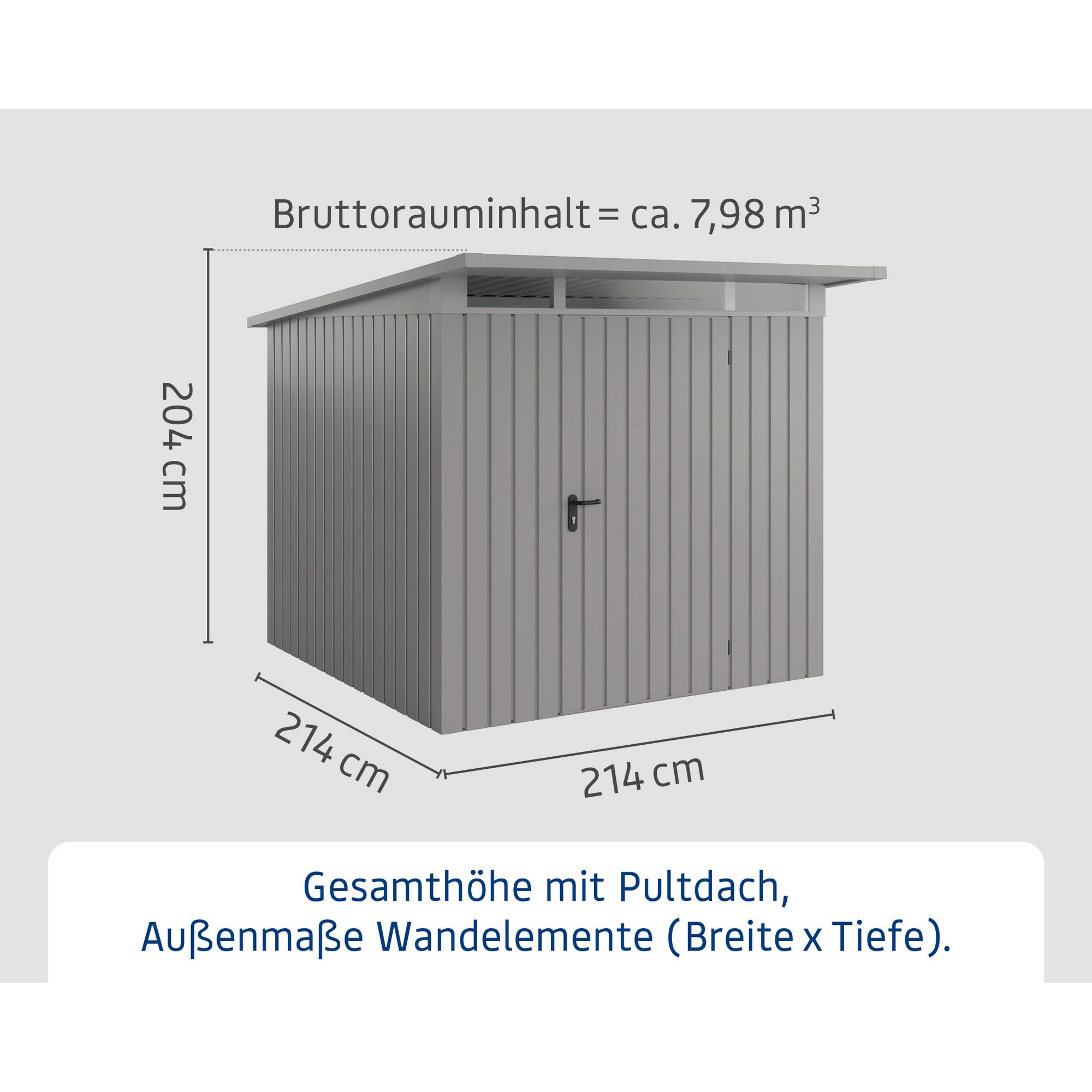 Gerätehaus  'Euroline EPD5  S-Sk' graualuminium 229 x 262 cm