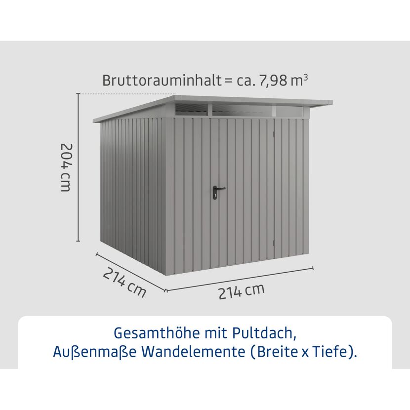 Gerätehaus  'Euroline EPD5  S-Sk' graualuminium 229 x 262 cm