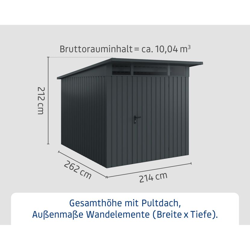 Gerätehaus  'Euroline EPD6  S-Sk' anthrazitgrau 229 x 310 cm