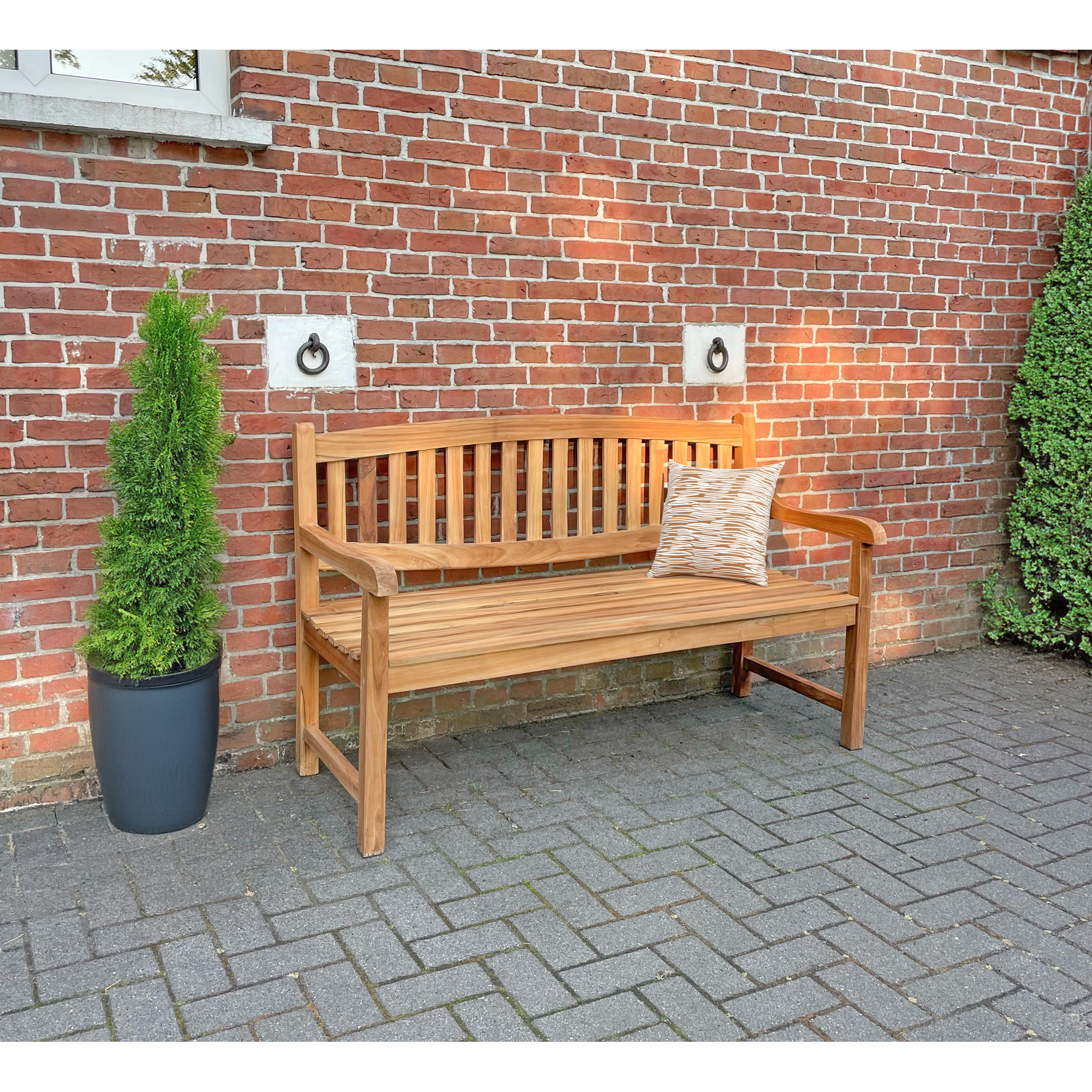 Gartenbank 'Lombok' 3-Sitzer Teakholz braun 150 x 93 x 63 cm