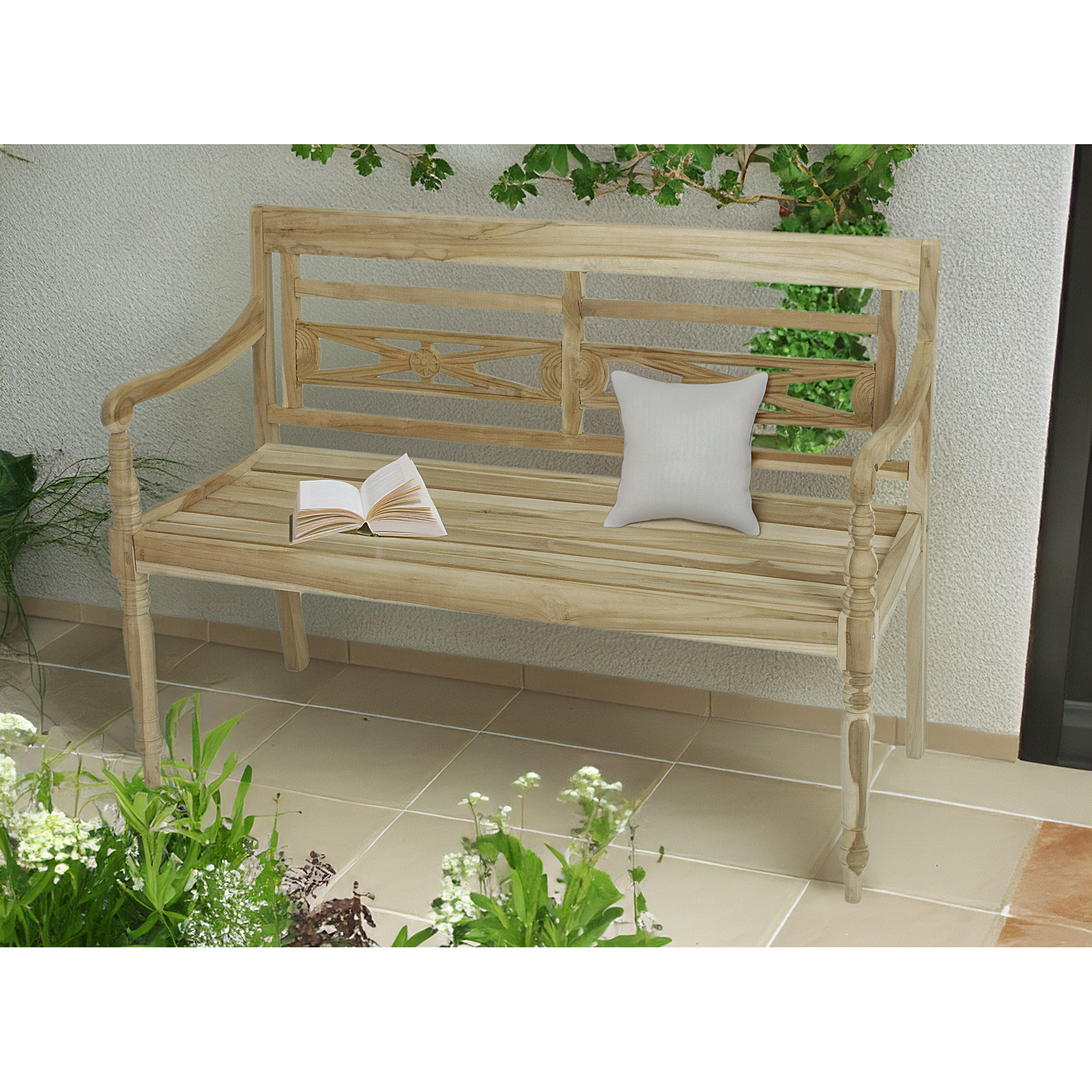 Gartenbank 'Sumatra' 2-Sitzer Teakholz braun 120 x 86 x 55 cm