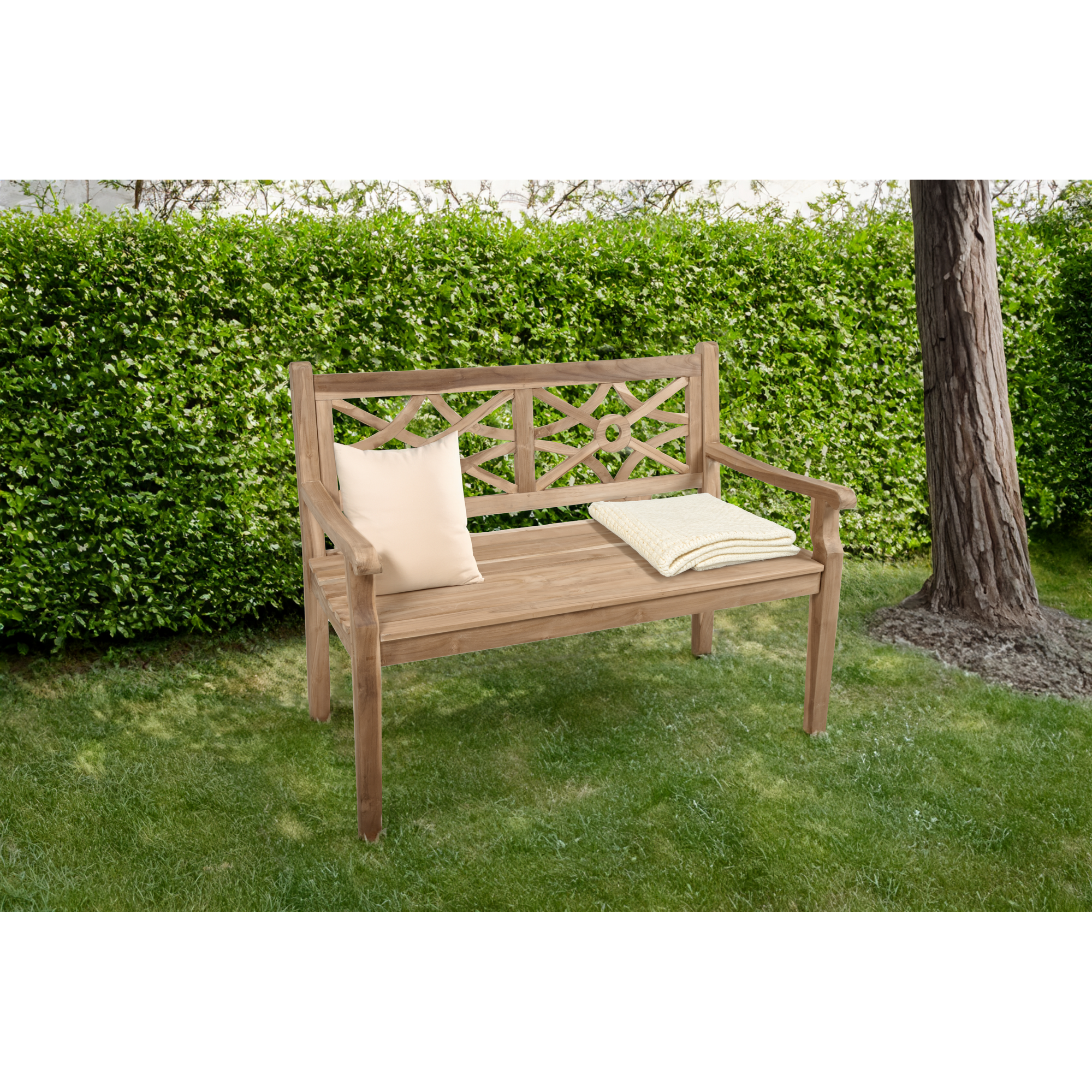 Gartenbank 'Sayang' 2-Sitzer Teakholz braun 120 x 92 x 64 cm