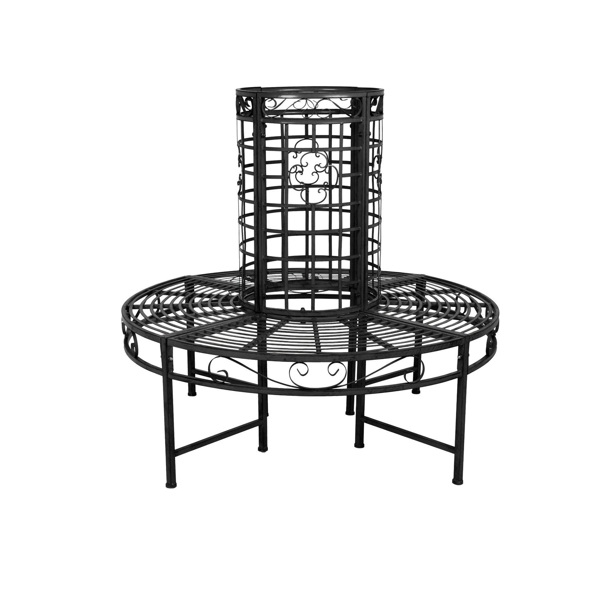 Baumbank 'Picadilli' 4-Sitzer Stahl schwarz 121 x 112 x Ø121 cm