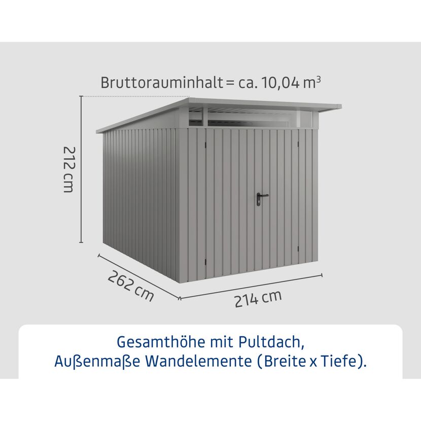 Gerätehaus  'Euroline EPD4  S-Sk' graualuminium 229 x 310 cm
