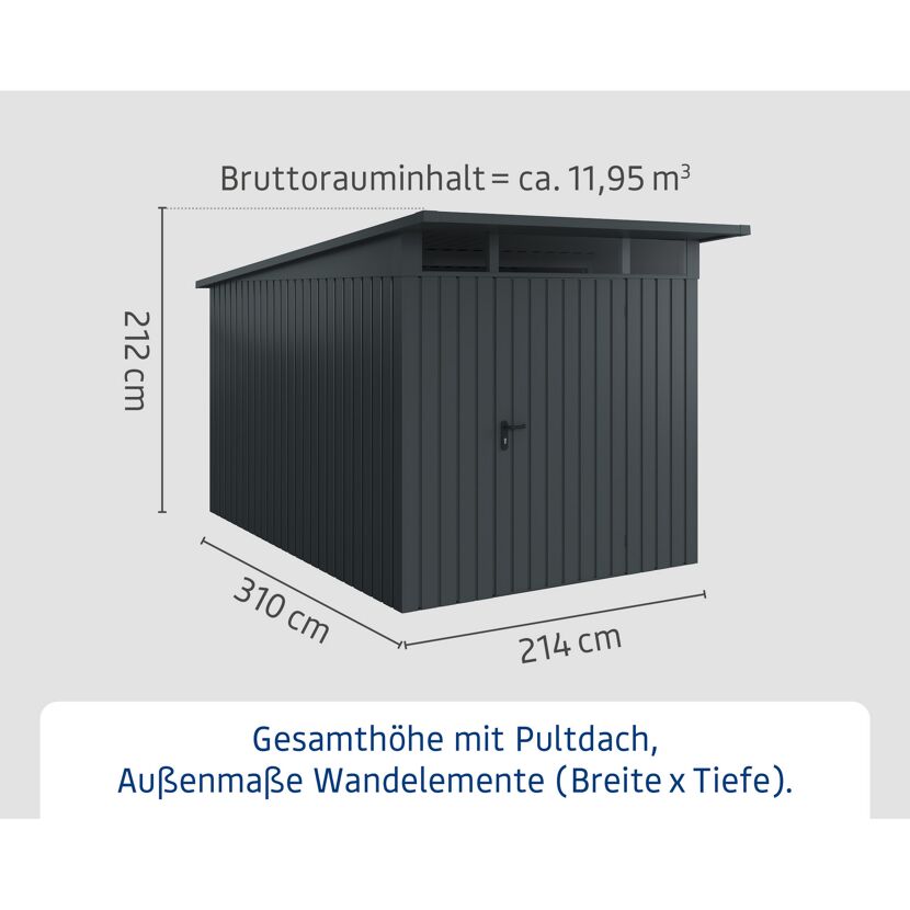 Gerätehaus  'Euroline EPD7  S-Sk' anthrazitgrau 229 x 358 cm