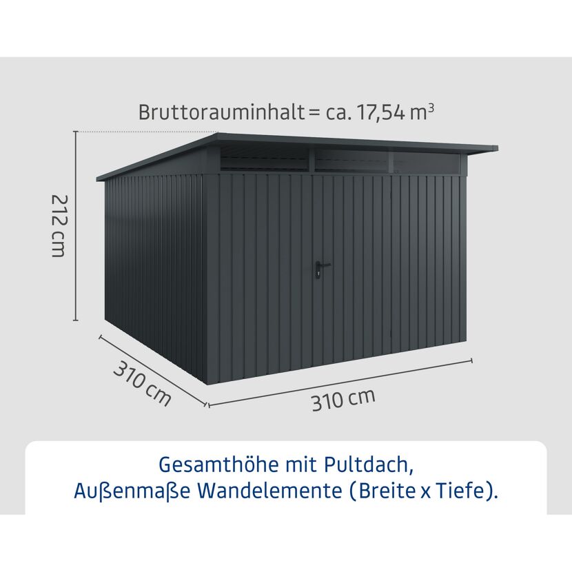 Gerätehaus  'Euroline EPD14  S-Sk' anthrazitgrau 325 x 358 cm