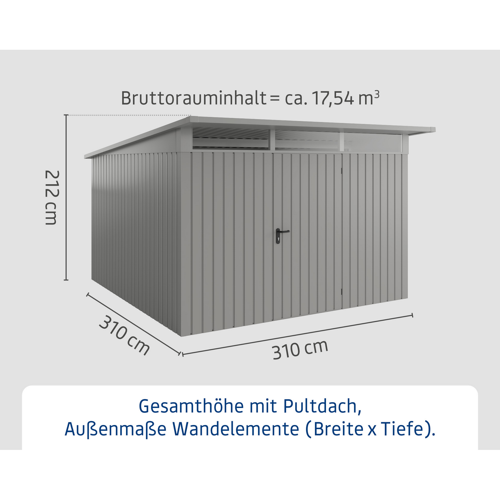 Gerätehaus  'Euroline EPD14 S-Sk' graualuminium 325 x 358 cm