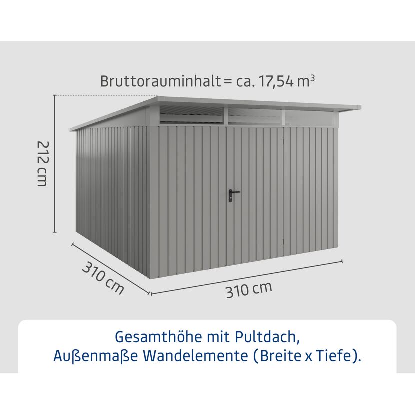 Gerätehaus  'Euroline EPD14 S-Sk' graualuminium 325 x 358 cm