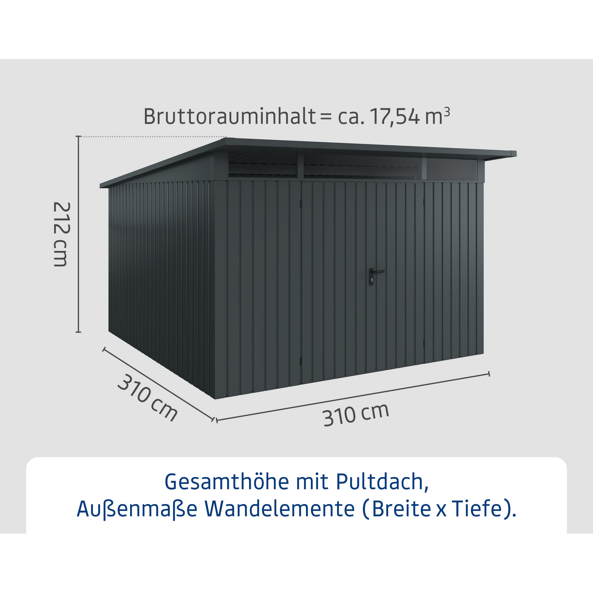 Gerätehaus  'Euroline EPD14  S-Sk' anthrazitgrau 325 x 358 cm