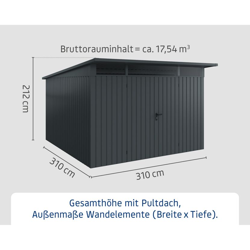 Gerätehaus  'Euroline EPD14  S-Sk' anthrazitgrau 325 x 358 cm