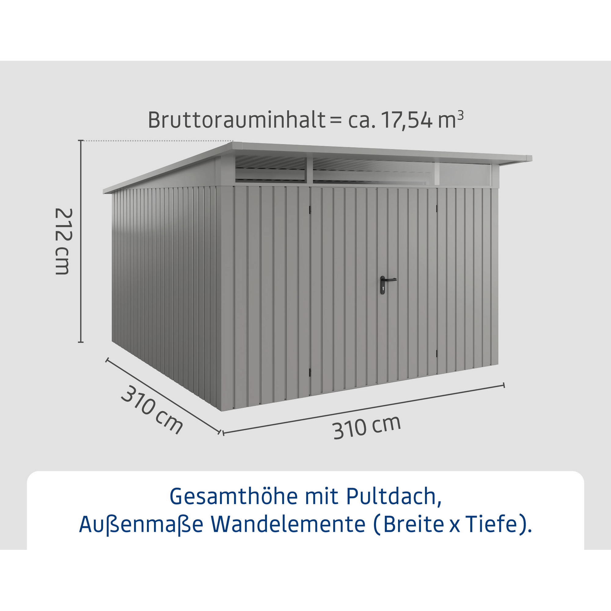 Gerätehaus  'Euroline EPD14  S-Sk' graualuminium 325 x 358 cm