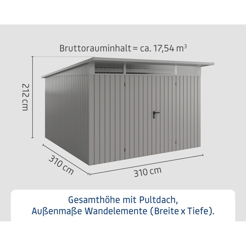 Gerätehaus  'Euroline EPD14  S-Sk' graualuminium 325 x 358 cm