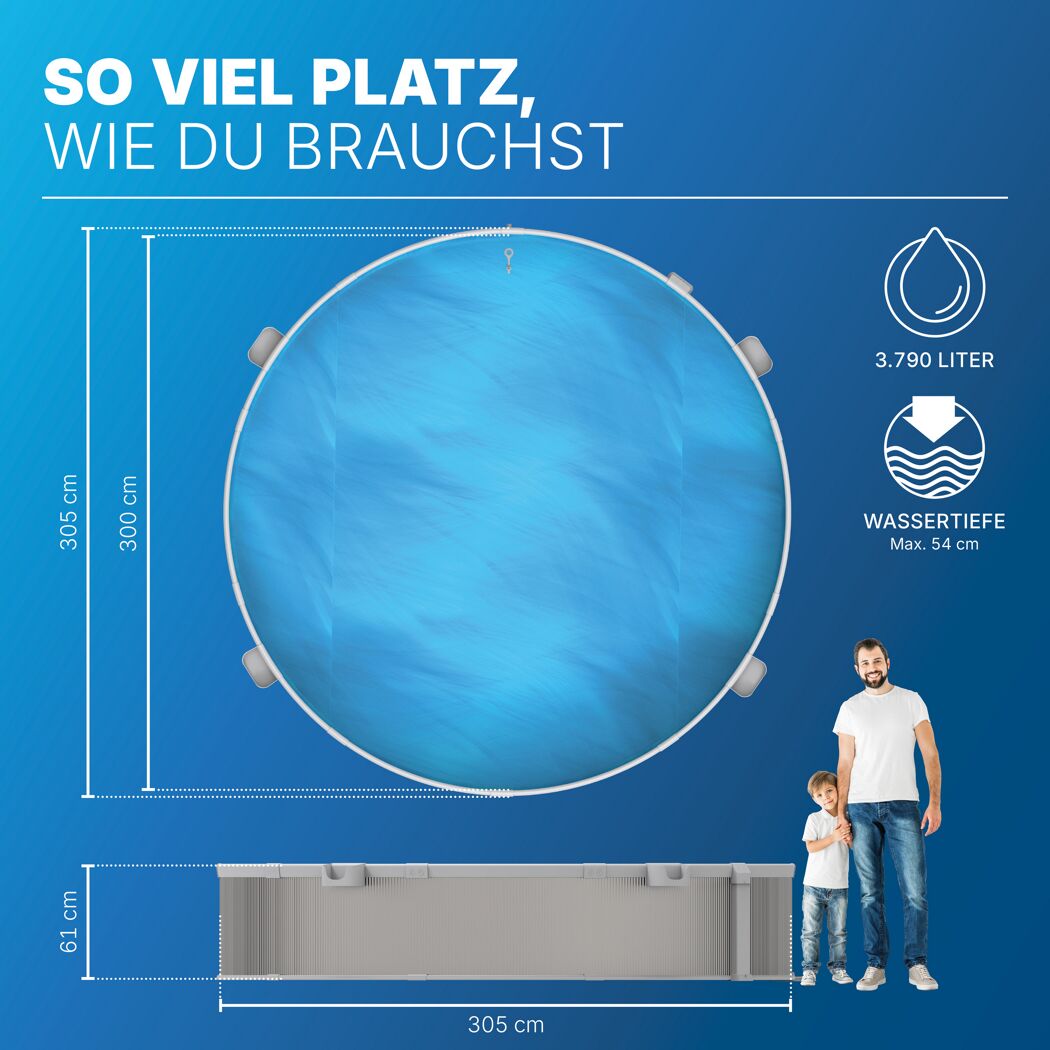Stahlwandpool-Set 'Tanx™' grau mit Filterpumpe Ø 305 x 61 cm