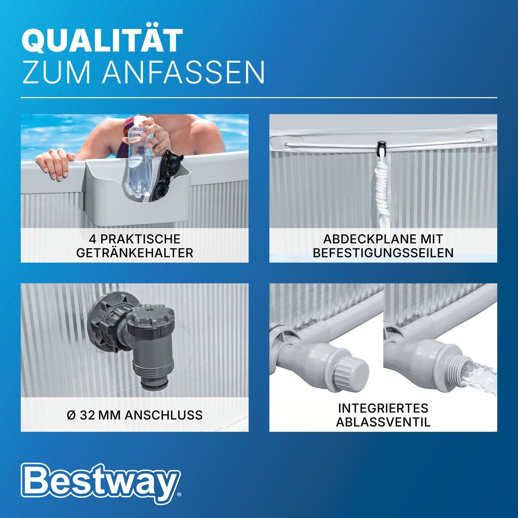 Stahlwandpool-Set 'Tanx™' grau mit Filterpumpe Ø 305 x 61 cm