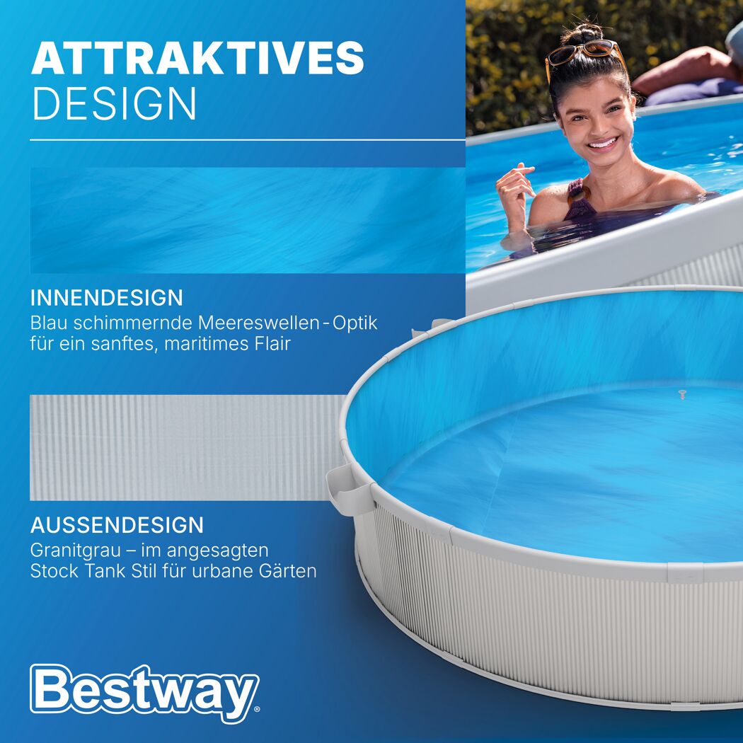 Stahlwandpool-Set 'Tanx™' grau mit Filterpumpe Ø 305 x 61 cm