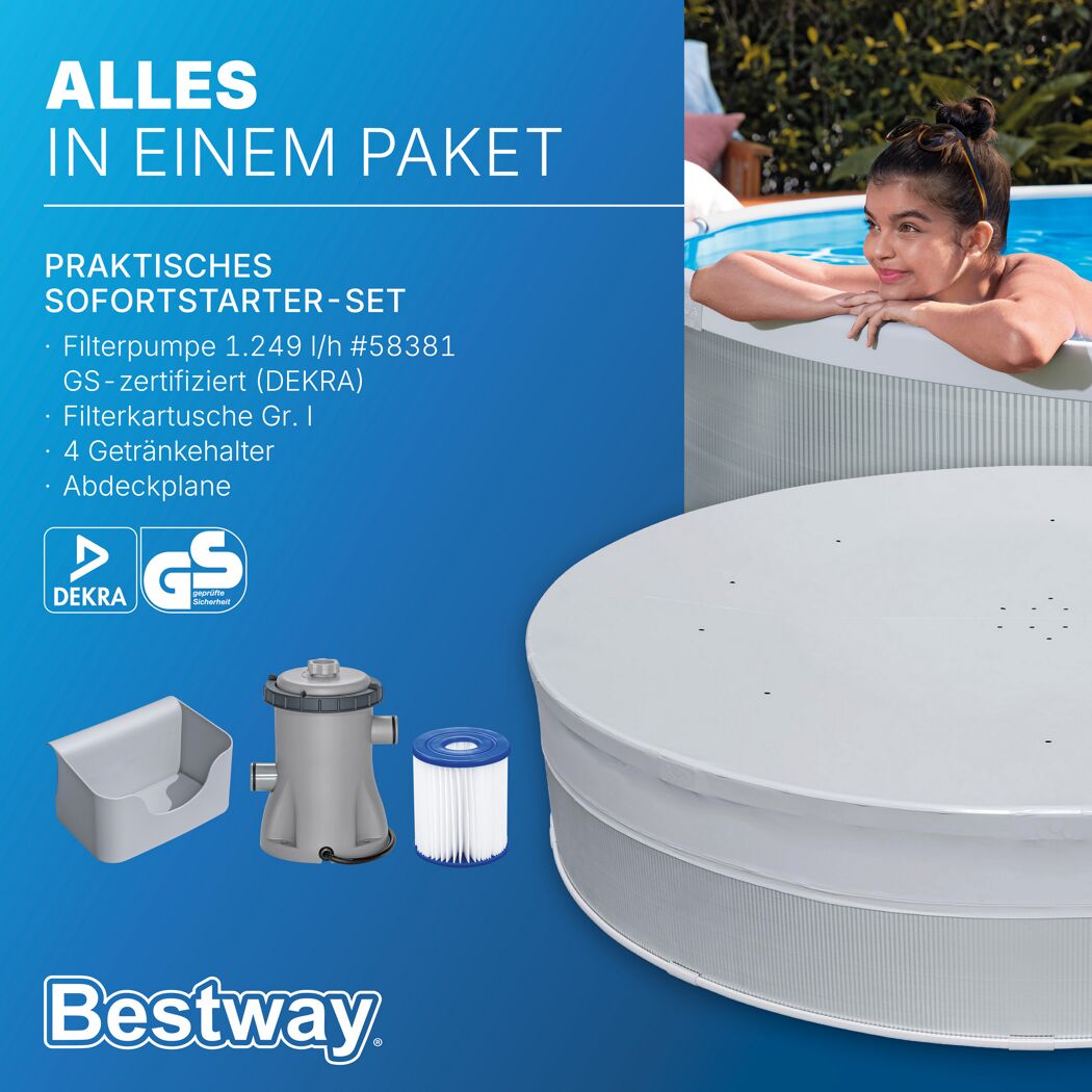 Stahlwandpool-Set 'Tanx™' grau mit Filterpumpe Ø 305 x 61 cm