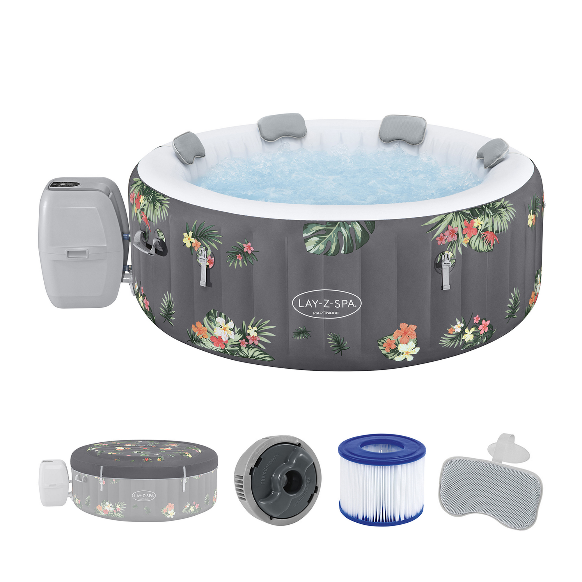 Whirlpool 'LAY-Z-SPA® Martinique AirJet' Hibiskus 180 x 66 cm, mit App Steuerung