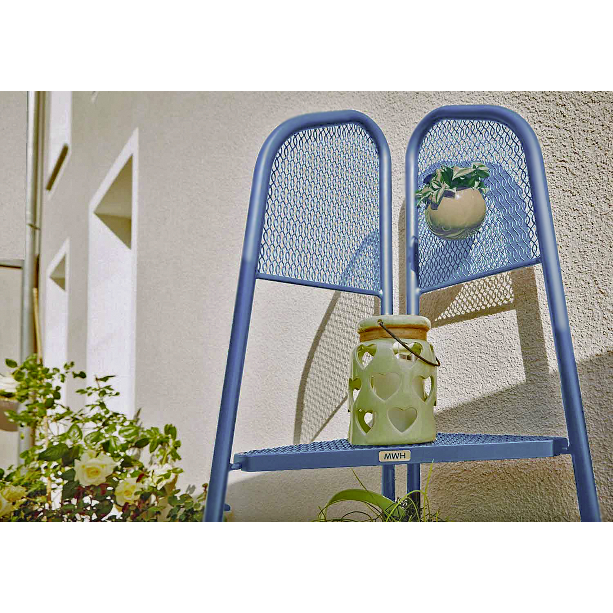 Eckregal 'Ekko' Stahl blau 48 x 180 x 48 cm