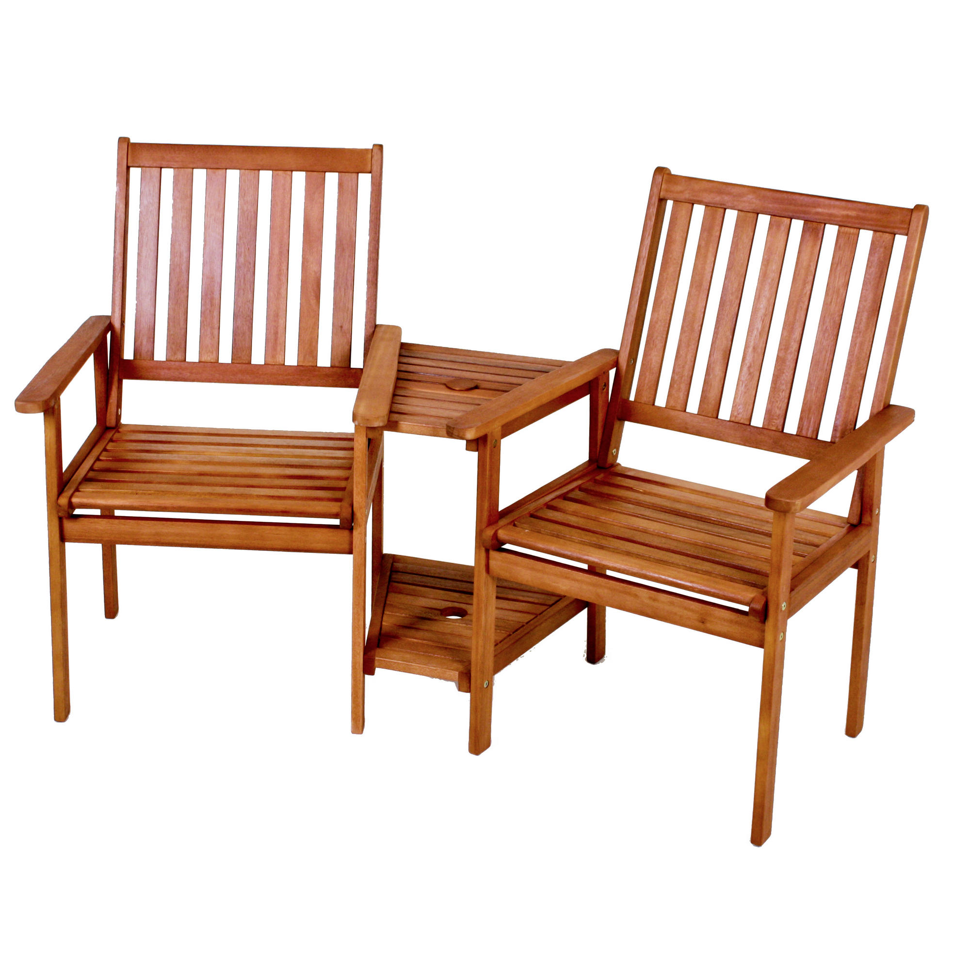 Doppelsessel 'Edison' Eukalyptusholz braun 160 x 96 x 77 cm