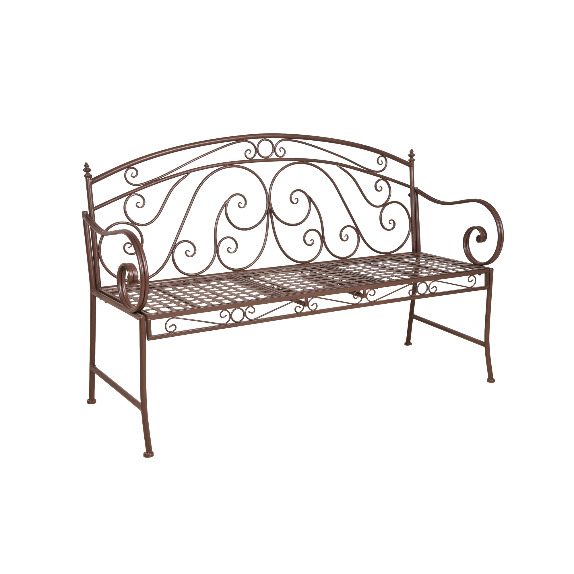 Gartenbank 'Saket' 3-Sitzer Stahl braun 53 x 94,5 x 147 cm