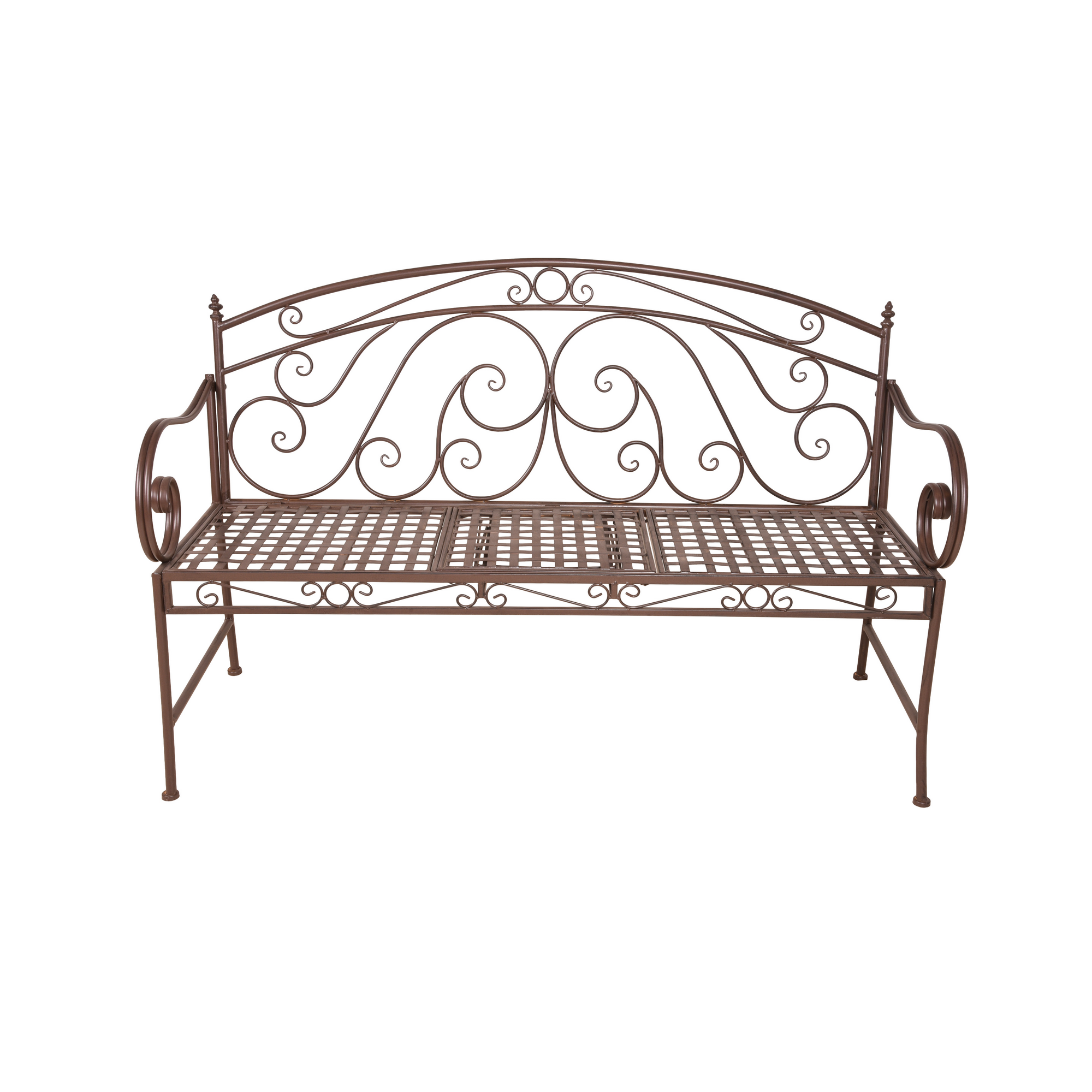 Gartenbank 'Saket' 3-Sitzer Stahl braun 53 x 94,5 x 147 cm