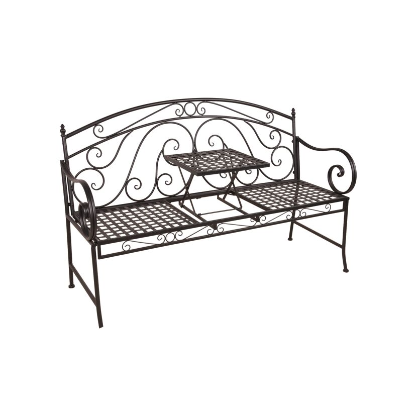 Gartenbank 'Saket' 3-Sitzer Stahl schwarz 55 x 96 x 148 cm