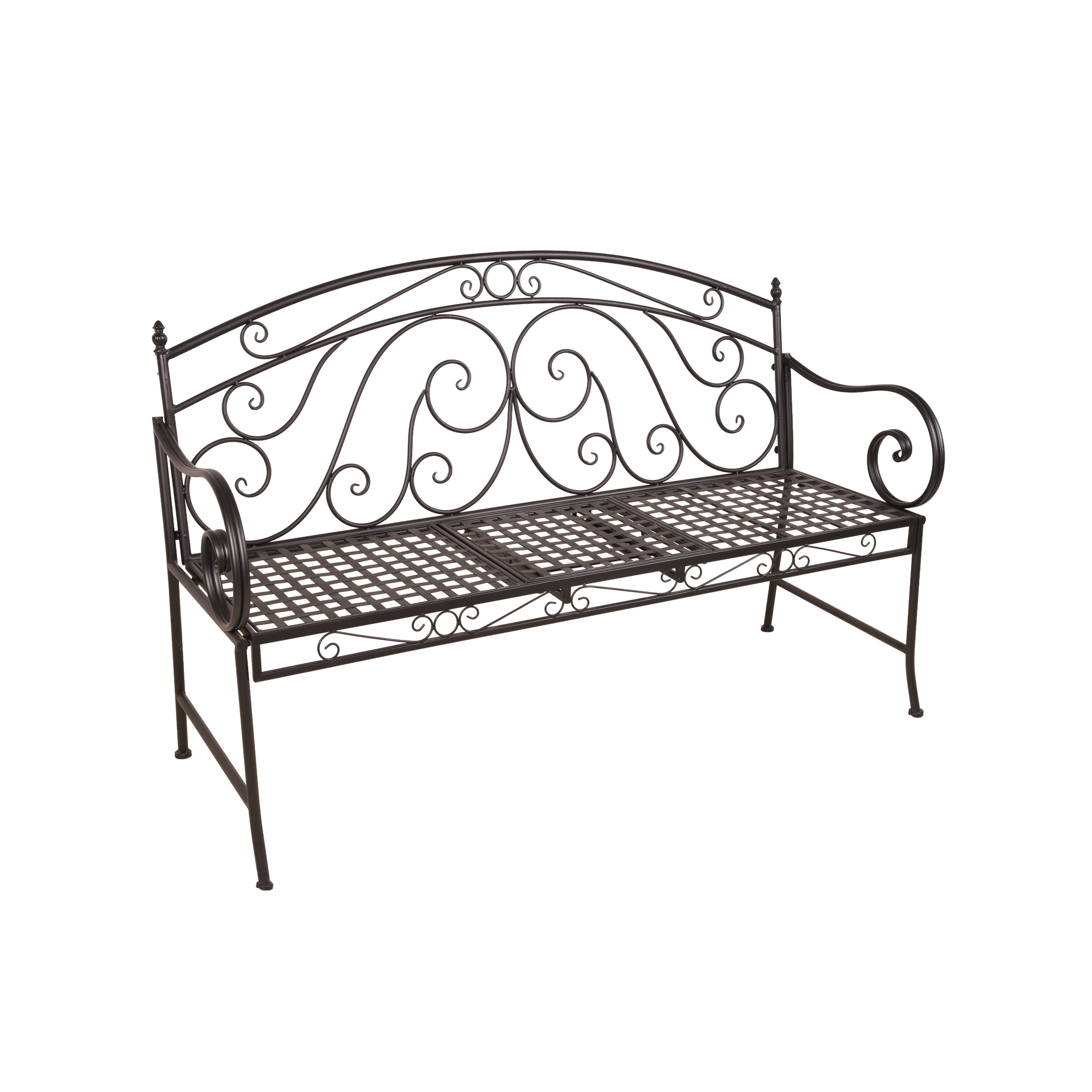 Gartenbank 'Saket' 3-Sitzer Stahl schwarz 55 x 96 x 148 cm