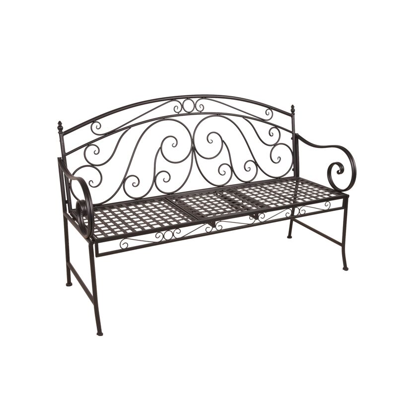 Gartenbank 'Saket' 3-Sitzer Stahl schwarz 55 x 96 x 148 cm