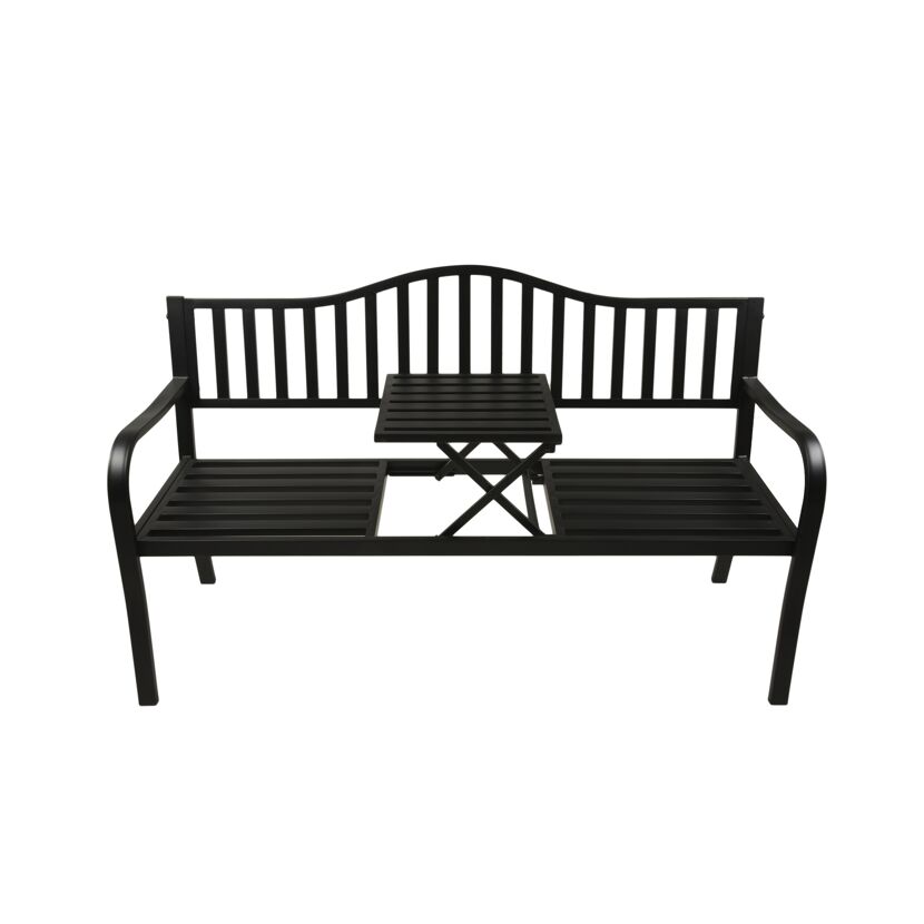 Gartenbank 'Segula' 3-Sitzer Stahl schwarz 150 x 89 x 60 cm
