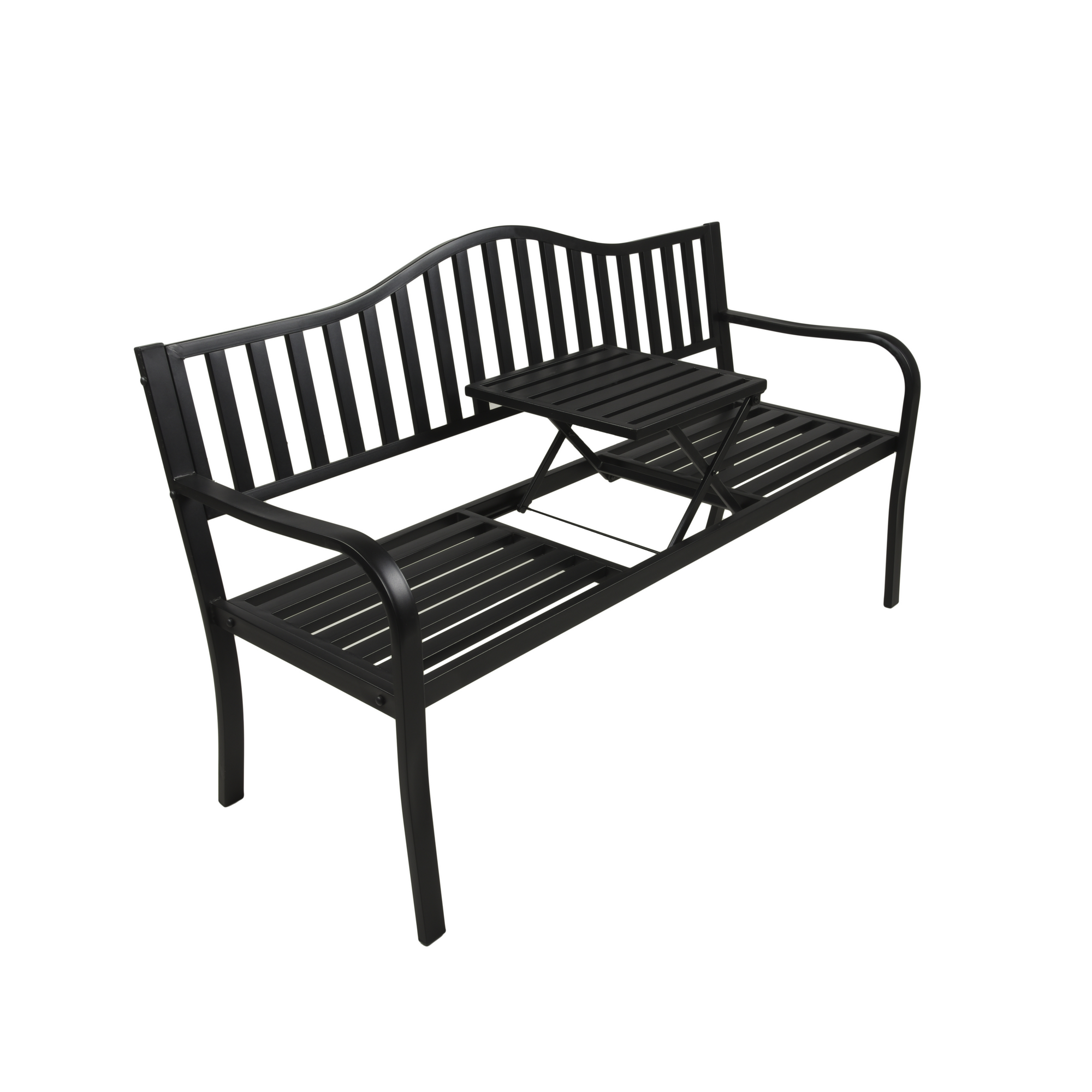 Gartenbank 'Segula' 3-Sitzer Stahl schwarz 150 x 89 x 60 cm