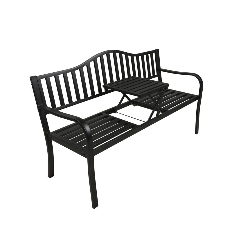 Gartenbank 'Segula' 3-Sitzer Stahl schwarz 150 x 89 x 60 cm