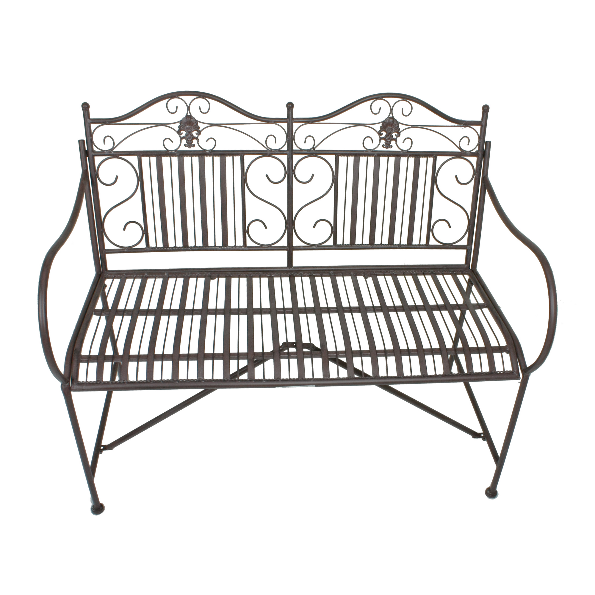 Gartenbank 'Mangan' 2-Sitzer Stahl braun 106 x 91 x 57 cm