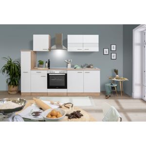 Küchenzeile 'Merle' mit E-Geräten KB240ESWC weiß/eichefarben 240 cm