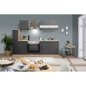 Küchenzeile 'Merle' mit E-Geräten KB240ESGC grau/eichefarben 240 cm