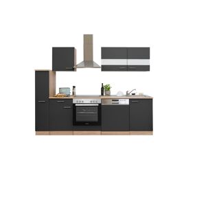 Küchenzeile 'Merle' mit E-Geräten KB250ESGC grau/eichefarben 250 cm