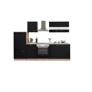 Küchenzeile 'Merle' mit E-Geräten KB270ESSC schwarz/eichefarben 270 cm