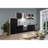 Küchenzeile 'Merle' mit E-Geräten KB270ESSC schwarz/eichefarben 270 cm