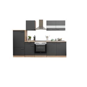 Küchenzeile 'Merle' mit E-Geräten KB270ESGC grau/eichefarben 270 cm