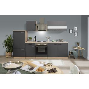 Küchenzeile 'Merle' mit E-Geräten KB270ESGS grau/eichefarben 270 cm