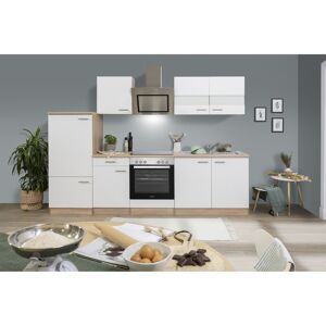 Küchenzeile 'Merle' mit E-Geräten KB270ESWSC weiß/eichefarben 270 cm