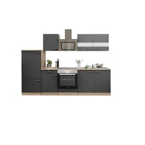 Küchenzeile 'Merle' mit E-Geräten KB270ESGSC grau/eichefarben 270 cm