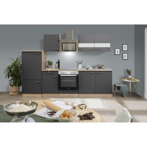 Küchenzeile 'Merle' mit E-Geräten KB270ESGSC grau/eichefarben 270 cm