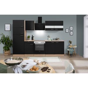 Küchenzeile 'Merle' mit E-Geräten KB270ESSCGKE schwarz/eichefarben 270 cm