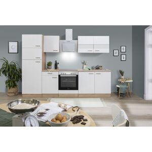 Küchenzeile 'Merle' mit E-Geräten KB270ESWCGKE weiß/eichefarben 270 cm