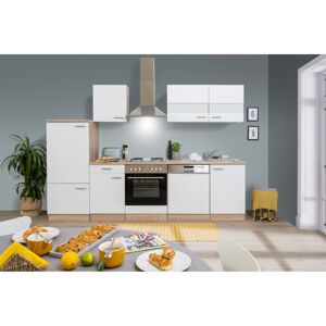 Küchenzeile 'Merle' mit E-Geräten KB280ESW weiß/eichefarben 280 cm