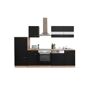Küchenzeile 'Merle' mit E-Geräten KB280ESSC schwarz/eichefarben 280 cm