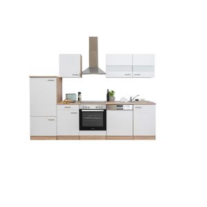 Küchenzeile 'Merle' mit E-Geräten KB280ESWC weiß/eichefarben 280 cm